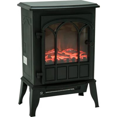 HOMCOM elektrische haard op voet 1000/2000 W, decoratieve nephaard met LED-vlammeffect, bescherming tegen oververhitting