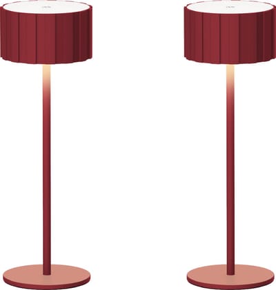 Luxus Europe - Tafellamp Tinos - Set van 2 Bordeaux - Draadloze Tafellamp Binnen & Buiten - Oplaadbaar - USB-C - Dimbaar - Warm Wit - Waterbestendig