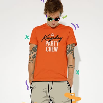 Oranje Koningsdag T-shirt - MAAT XS - Heren Pasvorm - Kingsday Party Crew
