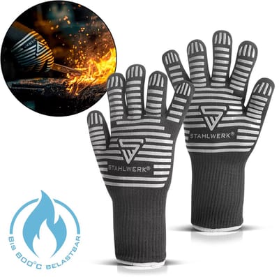 STAHLWERK hittebestendige handschoenen tot 800°C EN 407:2004 Brandwerende handschoenen | thermische handschoenen | werkhandschoenen van robuust ARAMID-materiaal