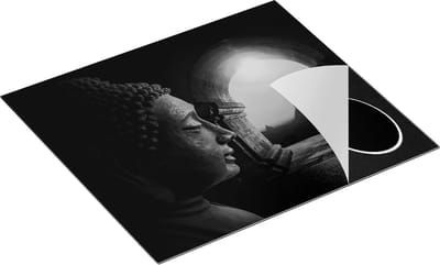 Chefcare Inductie Beschermer Boeddha met Mooi Uitzicht - Zwart Wit - 60x50 cm - Afdekplaat Inductie - Kookplaat Beschermer - Inductie Mat