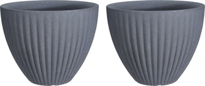 Pro Garden Plantenpot - 2x - kunststof - grijs - 39 x 40 cm - bloempot