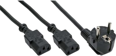 Netsnoer (C13) splitter VDE 2 meter Zwart