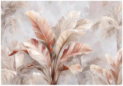 WALLARENA - Behang 254x184 cm + Fotobehang - Vliesbehang - Bladeren motif - Naar de slaapkamer, woonkamer - Op Flizelinie - Beige