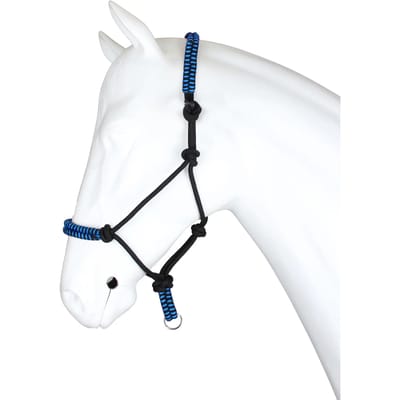 Knoophalster maat pony met touw 2m blue lagoon musketon haak