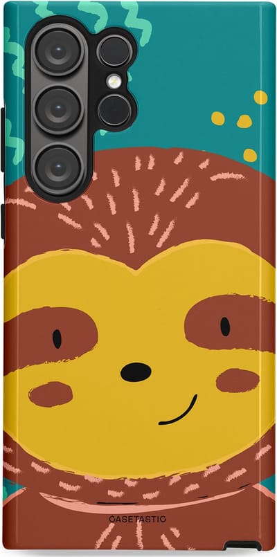 Casetastic hoesje geschikt voor Samsung Galaxy S23 Ultra - Dubbellaagse bescherming - Vrolijke luiaard - Fashion Case - Terracotta Petrol Goud