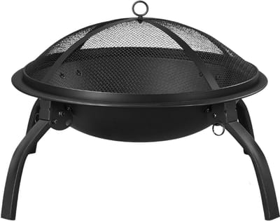 VIN® Vuurkorf Met Vonkenscherm - Vuurkorf – Vuurhaard Met Draagtas - Terrashaard - Openhaard - Vuurton - Vuurmand Op Voeten - Kachel – Buitenhaard - 54 cm Diameter