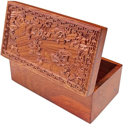 Houten Sieradenkist - Juwelendoos Organizer - Sieraden Opbergen - Antiek Design - 22x12x10cm - Niet gespecificeerd
