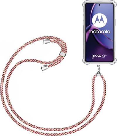 Telefoonkoord + Hoesje Geschikt voor Motorola Moto G84 - Lengte Verstelbaar - Telefoonketting - Shock Proof Case - Meerkleurig