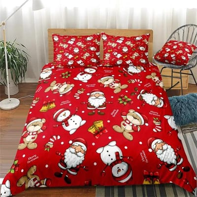 Vrolijk Kerstmis Beddengoed Set Kerstman Dekbedovertrek Set Winter Rood Cartoon Sneeuwpop Beddengoed Zwart Goud Eland Dekbedovertrek Set 70x133cm 2pcs