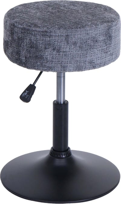Kruk MCW-C22, kruk make-up kruk, in hoogte verstelbaar draaibaar Ø 37cm stof chenille (465g/m²) MVG ~ donkergrijs