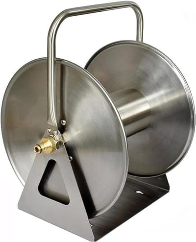 Tuinslang Haspel - Slanghouder Opslag - Tuin Water Geven - Roestvrij Staal Aluminium - 30 x 28 x 40 cm