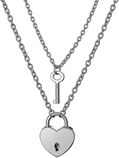 Koppelketting Set – 2 Delige Love Lock & Sleutel Kettingen met Hart Hanger | Roestvrij Staal Sieraad voor Vriend en Vriendin | Romantisch Cadeau Mannen & Vrouwen | Matching Kettingen voor Koppels