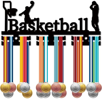Dailygoody - Medaillehouder - Basketbal - Acryl display - 11,4 x 29x13cm - Sportprijzen rek - Geschikt voor atleten - Basketbal kleur