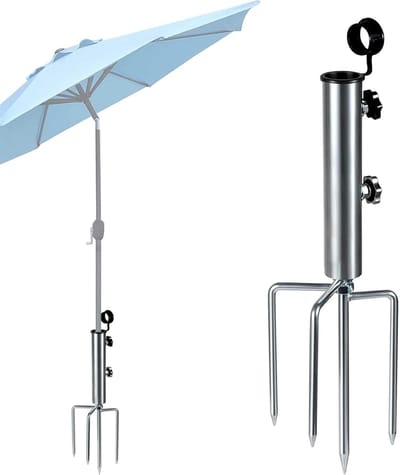 Parasolstandaard Staal - Parasolvoet Grondpen - Terras Parasol - Verstelbare Hoek - 46 cm Lengte - Zwart