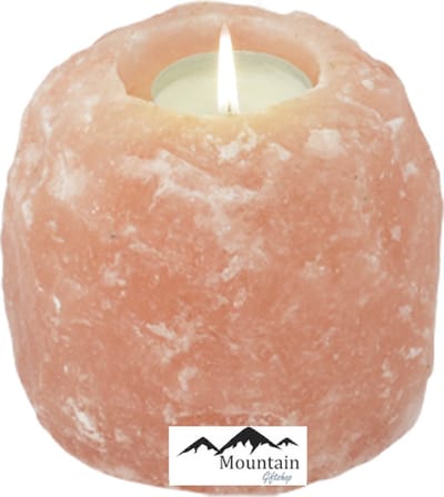 Himalaya Zout Theelichthouder ca. 800/1200 gram, Rock. - Waxinelichthouder - Himalayazout - Salt - Lamp