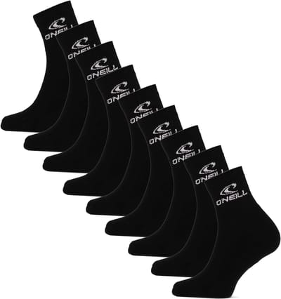 O'Neill Sportsokken Unisex Quarter 9-Pack Effen Zwart - Maat 43/46
