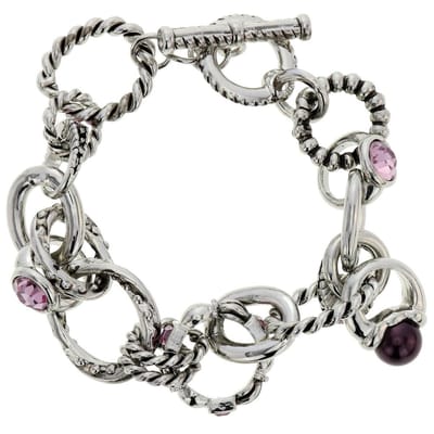 Behave - Zilverkleurige armband - Paarse accenten - Romantische stijl