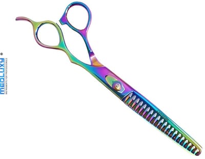 Medluxy PET - Chunker - 7 inch / 18 cm - 20 Tanden - Rechtshandig - Multi kleur [effileerschaar enkel, uitdunschaar, trimschaar, coupeschaar]