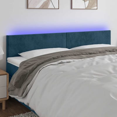 vidaXL - Hoofdbord - LED - 200x5x78/88 - cm - fluweel - donkerblauw