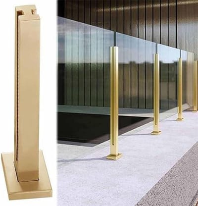 Glazen Balustrade Paal - Relingsysteem Kit - Buitenruimte Verfraaien - Eenvoudige Doe-het-zelf Installatie - Vierkante Klem - Goud