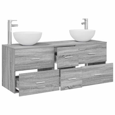 vidaXL - Badkamerkast - set - 3 - st - Grijs - Sonoma - 129 - x - 35 - x - 80 - cm