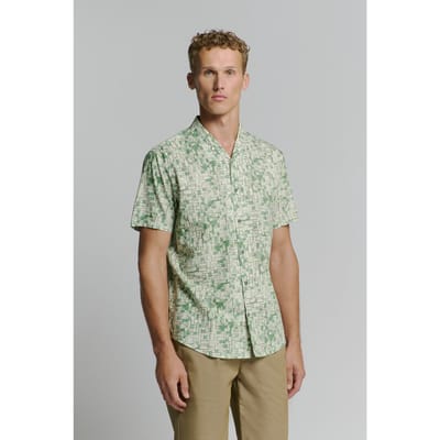 No Excess Shirt Short Sleeve Revers Collar Allover Printed Green Size: S | Casual Shirts Outlet | Heren | Groen