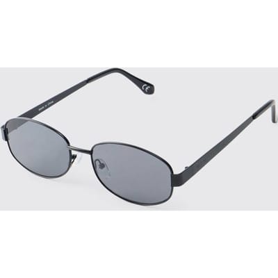 Man Slim Oval Sunglasses with Tinted Lenses | Black