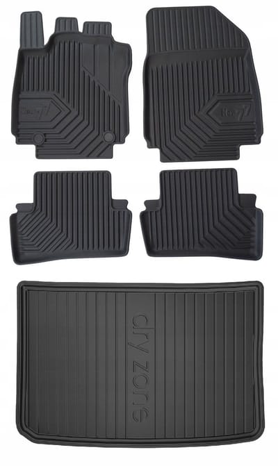 Frogum Renault Clio 4 Hatchback 2012-2020 - Mattenset & Kofferbakmat - 5-deurs - TPE - 5 cm Rand - Set 77 + DryZone