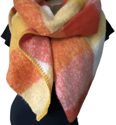 Sjaal - Dikke Kwaliteit - Geblokt - Oranje - 220 x 50 cm (969622#)