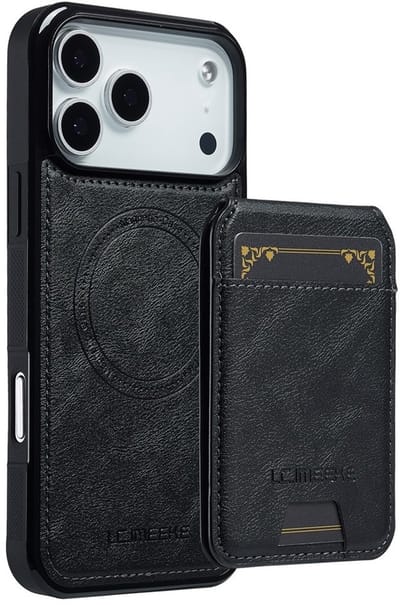 LC.IMEEKE Hoesje - Geschikt voor iPhone 17 Pro Hoesje - LC.IMEEKE L3 - Leather Back Cover met Pasjeshouder - MagSafe Compatible - Zwart