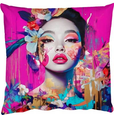 Sierkussens - Kussentjes Woonkamer - 50x50 cm - Vrouw - Portret - Abstract - Paars