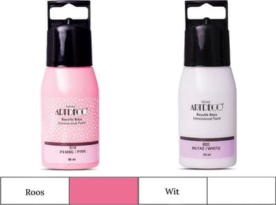 Artdeco 3D Dimensionale Verf Set – 2x50 ml – Roze & Wit – Geschikt voor Stof, Glas, Keramiek, Karton, Metaal, Papier & Steen – 3D Liner Textuur- en Reliëfschilderen Dimensional Paint