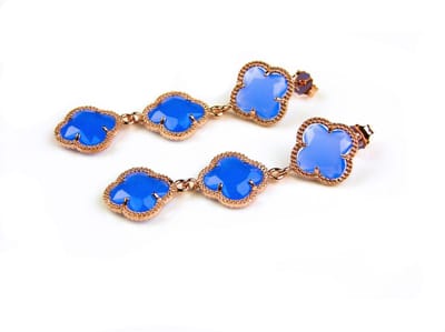 model 3 Fiori oorringen in zilver roze verguld 3 klavers blauw
