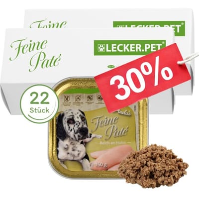 22 x 150 g Lecker.Pet® Paula's Feine Paté Rijk aan Kip Hondenvoer Natvoer Complete voeding