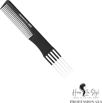 Haar in Stijl® | Kam 06969 | Carbon Antistatische 5 punt Haakkam | Professionals