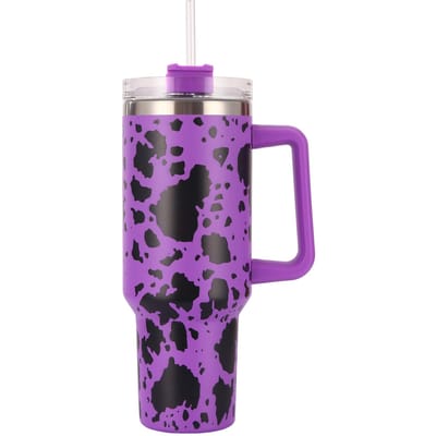 Tasse de voiture portable avec poignée pour voiture, grande capacité, pour l'extérieur, avec paille 40oz