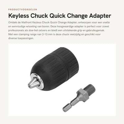 Dailygoods - Keyless Chuck Quick Change Adapter 2-13mm met Hex Shaft