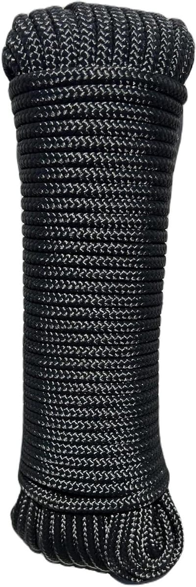 Polypropyleen Touw - Vlaggentouw Bevestiging - Kamperen en Marine - UV-bestendig Schokabsorptie - 80 voet lengte - Zwart