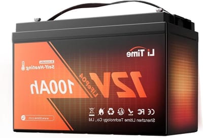 Lithium Accu - LifePO4 Batterij - Off-Grid Stroom - Zelfverwarmende Functie - 100Ah 12V - Zwart