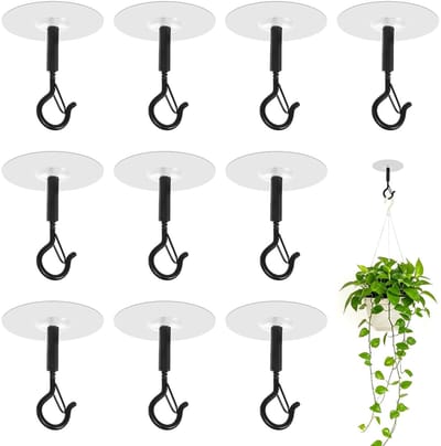 10 stuks plafondhaken, zelfklevend, kleefhaken plafond zonder boren, extra sterke plafondhaken om te lijmen, plafondbevestiging zonder boren, voor het ophangen van planten