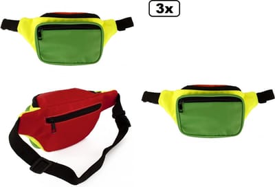 3x Heuptasje rood/geel/groen - Festival thema feest party fun Limburg verjaardag