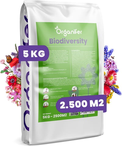 Wildbloemenmengsel - 62 Soorten (5kg, 2500m2) - Wilde Bloemenzaad Mengsel Meerjaars - Wilde Bloemen - Wilde Bloemen Zaad - Inheemse Bloemenzaden - Veldbloemen Zaad - Bevordert Biodiversiteit - Trekt Vlinders & Bijen - Organifer