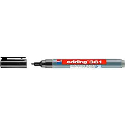 Edding 361 whiteboard marker, zwartschrijvend, ronde punt, lijndikte 1 mm, droog uitwisbaar, met dop en clip, navulbaar, 10 st.