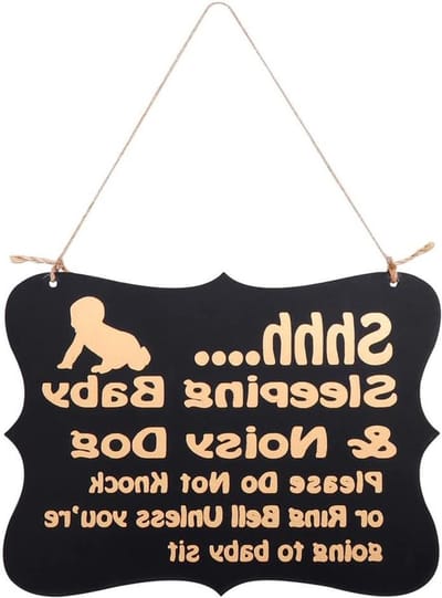 Baby Slaapbord - Niet Storen Teken - Rust Garanderen - Leuke Honden Tekst - 23 x 17 cm - Zwart
