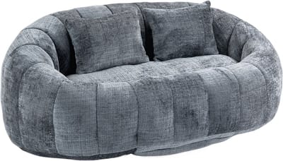 Grijze Zitzak Bank - Lazy Sofa met Schuimvulling - Comfortabele Vloerbank - Chenille - Voor Volwassenen en Kinderen - 150x95x63 cm