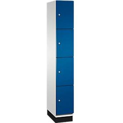 C+P Cambio lockerkast, 1 vak, 4 vakken, met plint, B 300 x D 525 x H 1980 mm, lichtgrijs/enzianblauw
