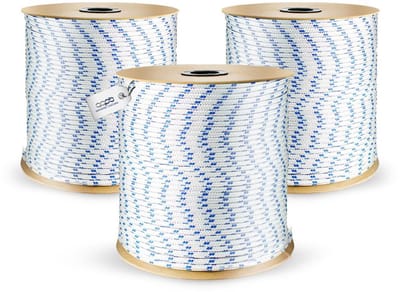 DQ-PP Polypropyleen touw, wit, 200 meter, 8 mm dik, graaftouw, marineblauw touw, touwnet