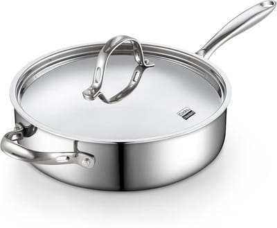 Diepe Roestvrijstalen Koekenpan 10.5 Inch 4 Quart Inductie Kookgerei