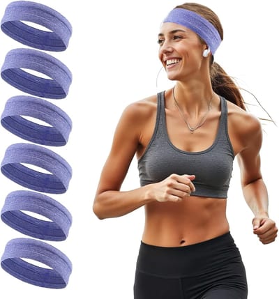 Haarband - Sport haarband - Sport haarband dames - Sneldrogende en vochtafvoerende fitnesshoofdband - Zeer elastisch en antislip - Verbreding - Set van 6 - Paar